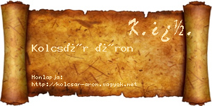 Kolcsár Áron névjegykártya